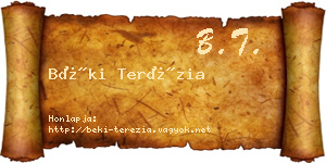 Béki Terézia névjegykártya