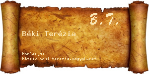 Béki Terézia névjegykártya